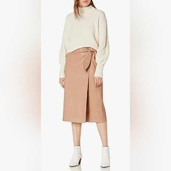 The Drop Women's Manon Vegan Leather Wrap-Front Midi Skirt #725 - Picture 6 of 8